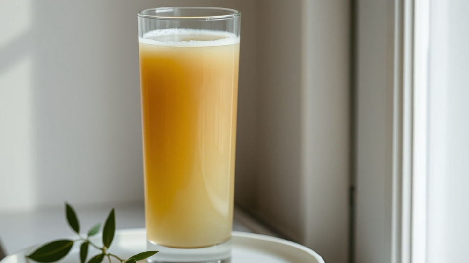 A glass of kombucha on a table, illustrating Navigating Safety Concerns and Contamination Risks